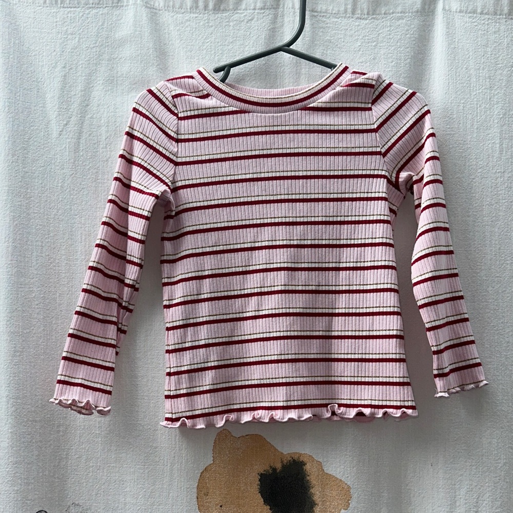 Cat & Jack Striped Long Sleeve Tee with Ruffles